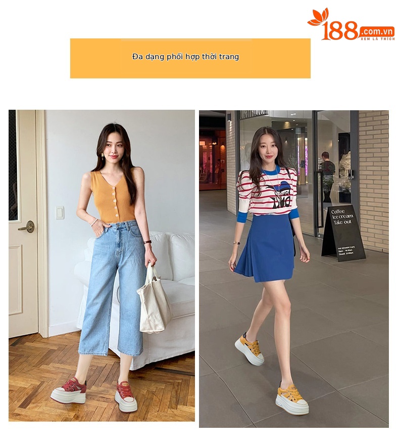 Giày nữ đế xuồng platform tăng chiều cao ẩn mùa hè 2026 — M2576 trắng, M2576 màu vàng, M2576 đỏ, M2576 hồng chi tiết 6