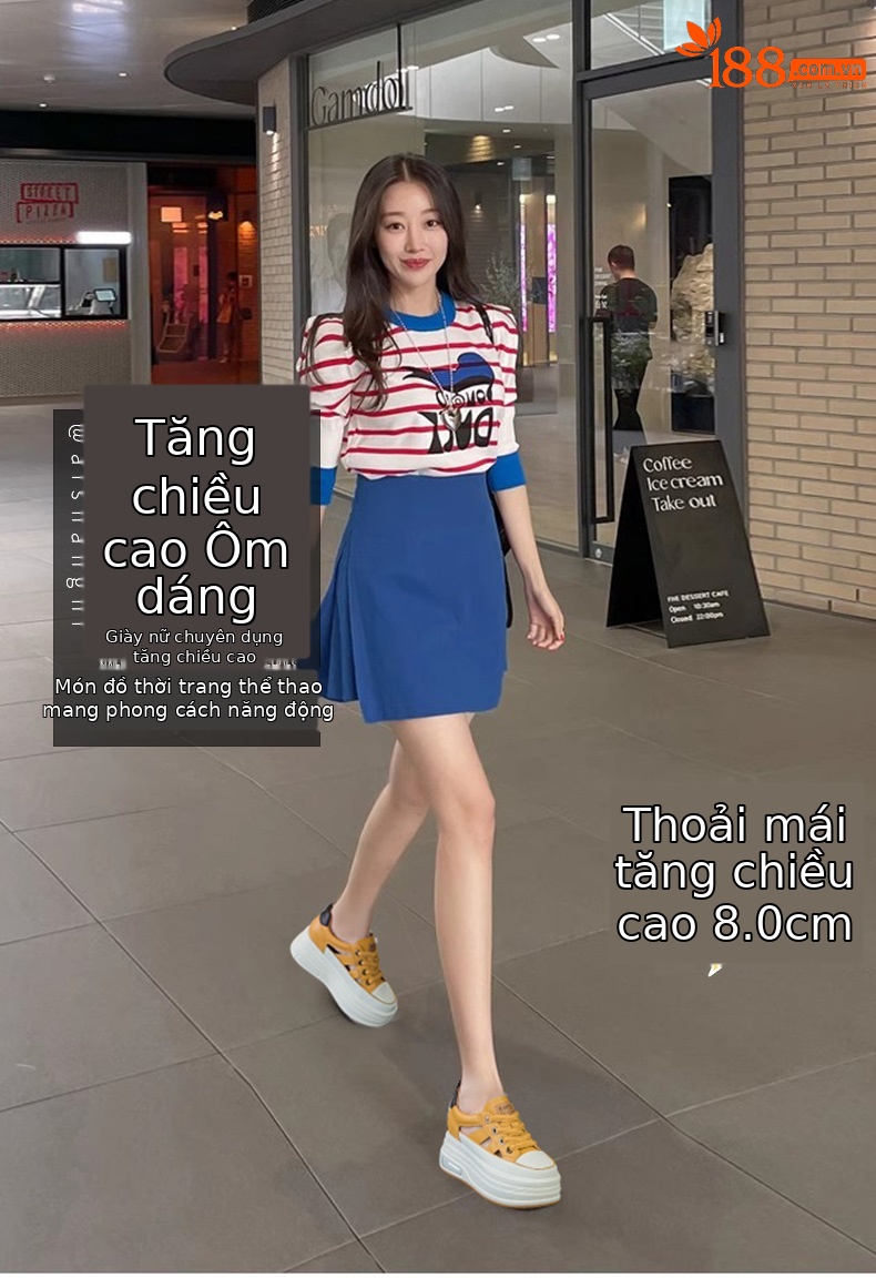 Giày nữ đế xuồng platform tăng chiều cao ẩn mùa hè 2026 — M2576 trắng, M2576 màu vàng, M2576 đỏ, M2576 hồng chi tiết 1