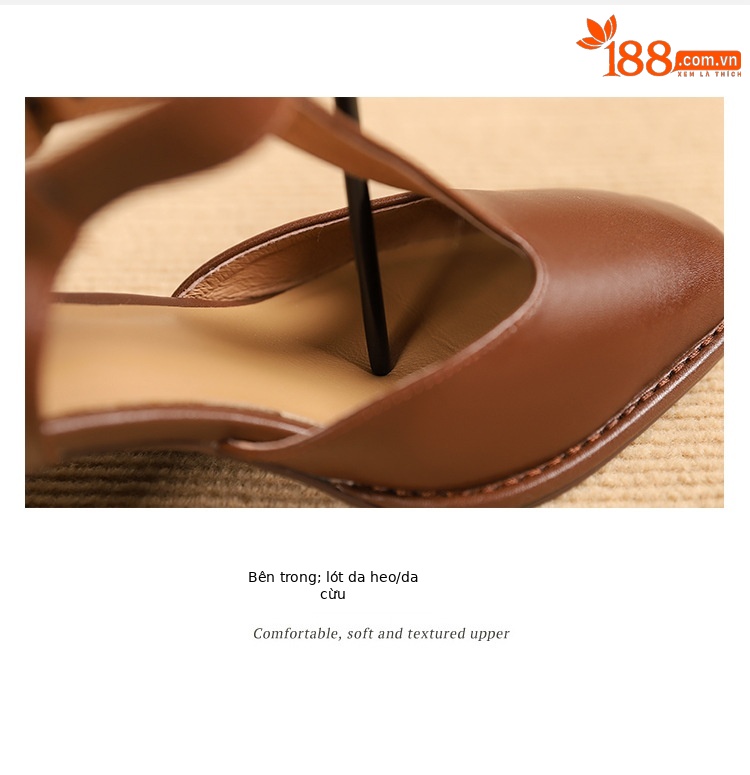 Sandal nữ quai chữ T đầu vuông hở mũi đế bệt — Màu nâu chi tiết 6