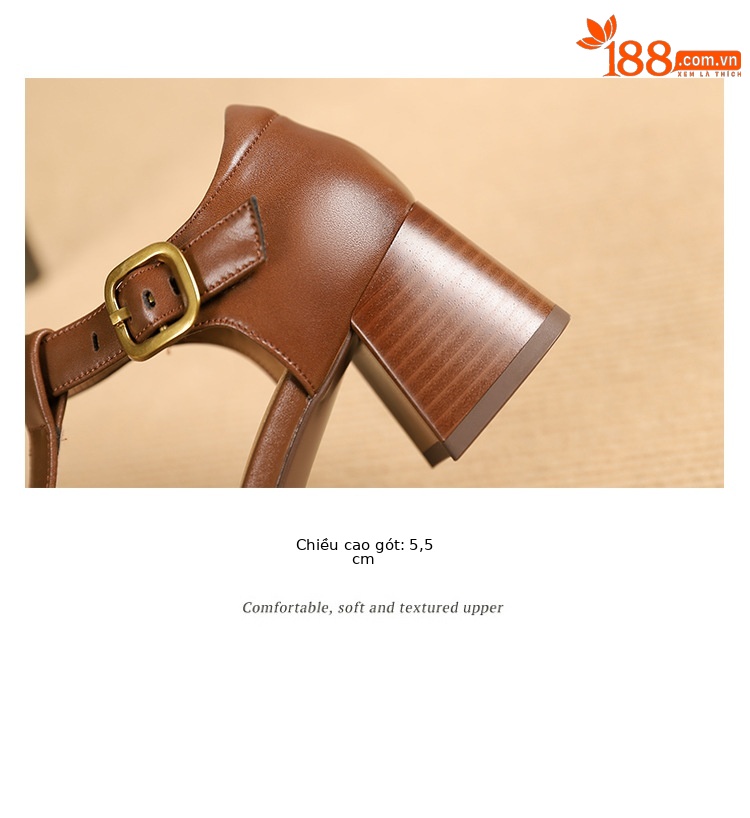 Sandal nữ quai chữ T đầu vuông hở mũi đế bệt — Màu nâu chi tiết 7