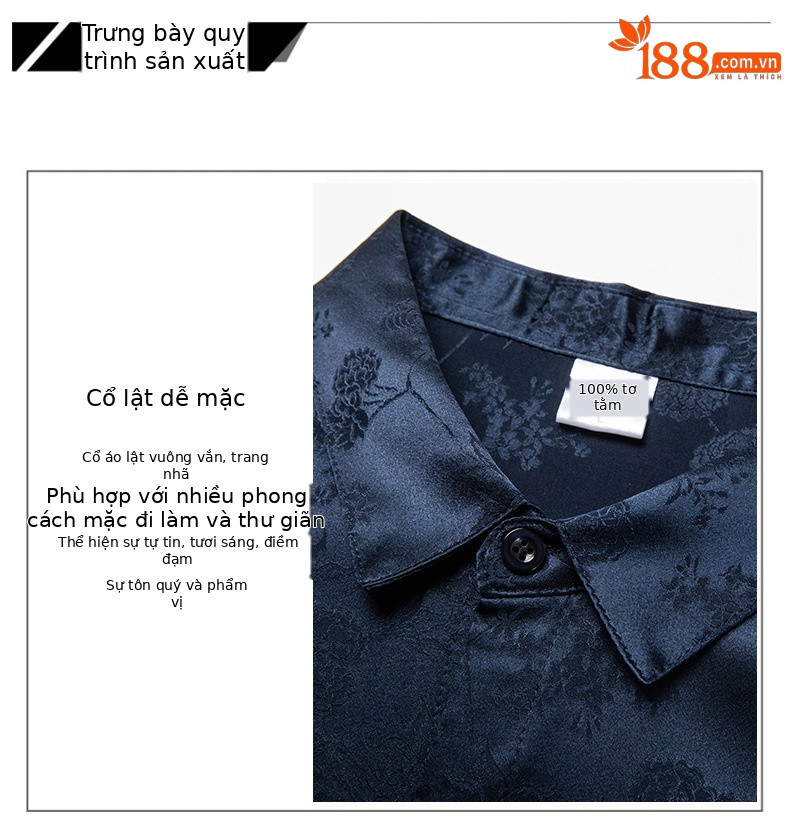 Áo sơ mi nam tay ngắn lụa dâu tằm mùa hè — Màu be 2151 chi tiết 4