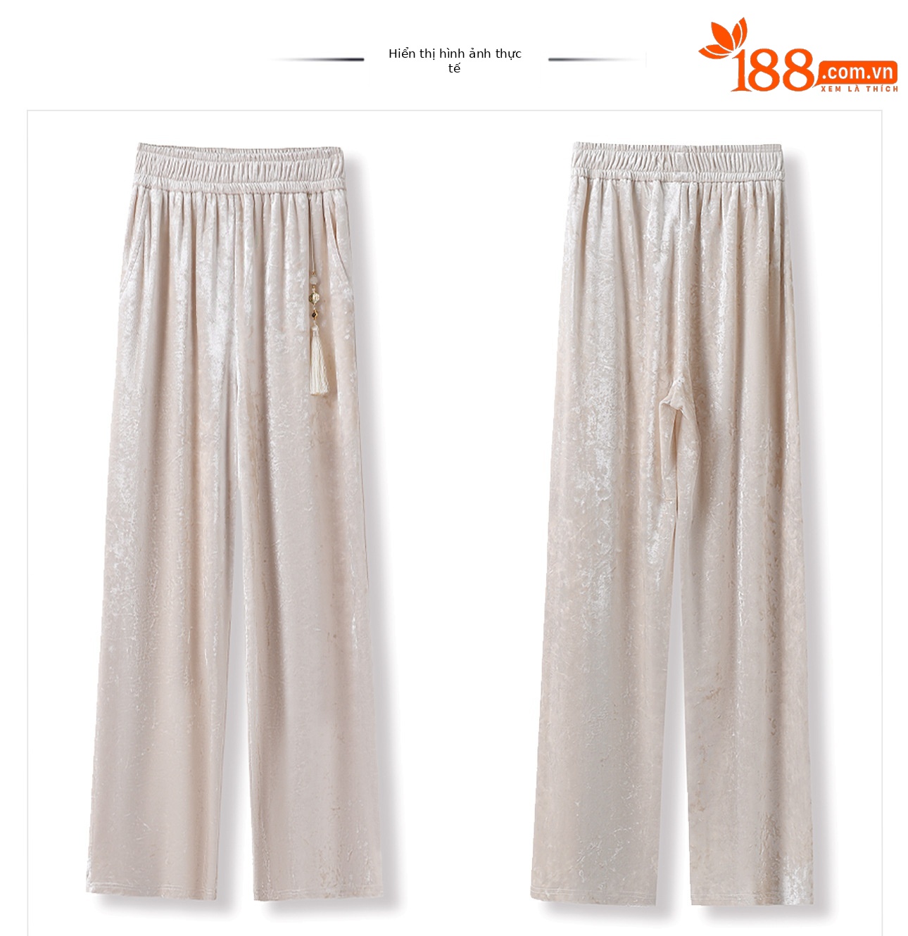 Quần ống rộng nhung lụa kiểu Trung Quốc mới, jacquard màu trơn, phong cách văn nghệ — Màu đen, Màu vàng, Màu hồng, Màu mơ chi tiết 17