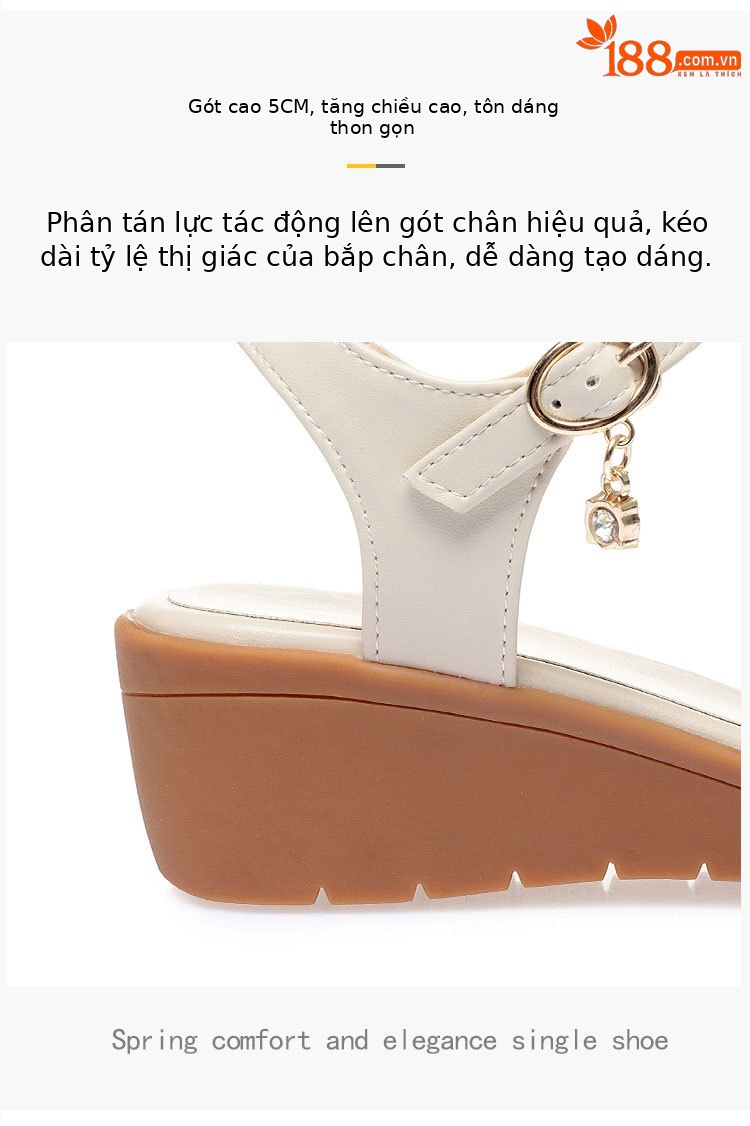 Sandal nữ đế bằng mùa hè quai chữ V đế gân bò chống trơn trượt — Màu be chi tiết 6