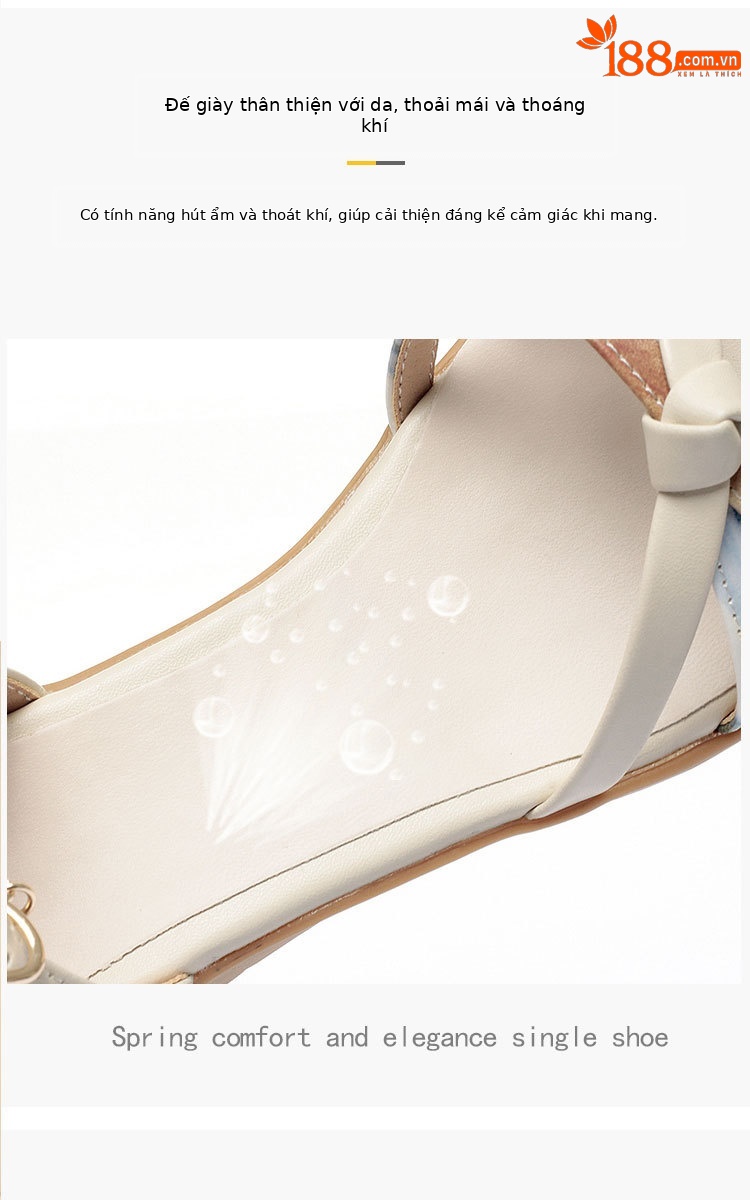 Sandal nữ đế bằng mùa hè quai chữ V đế gân bò chống trơn trượt — Màu be chi tiết 8