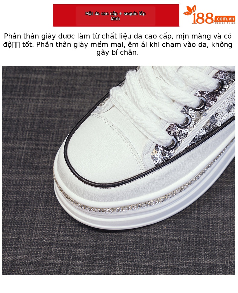 Giày sneaker nữ đế dày tăng chiều cao đính sequin phong cách tân Trung Hoa — M2577 tím đen, M2577 màu bạc, M2577 màu hồng chi tiết 7