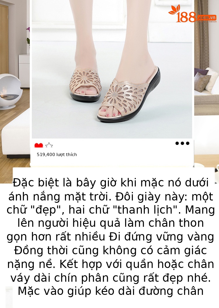 Dép lê lưới đế thô chống trượt đính đá thời trang cho nữ trung niên — Màu vàng chi tiết 2