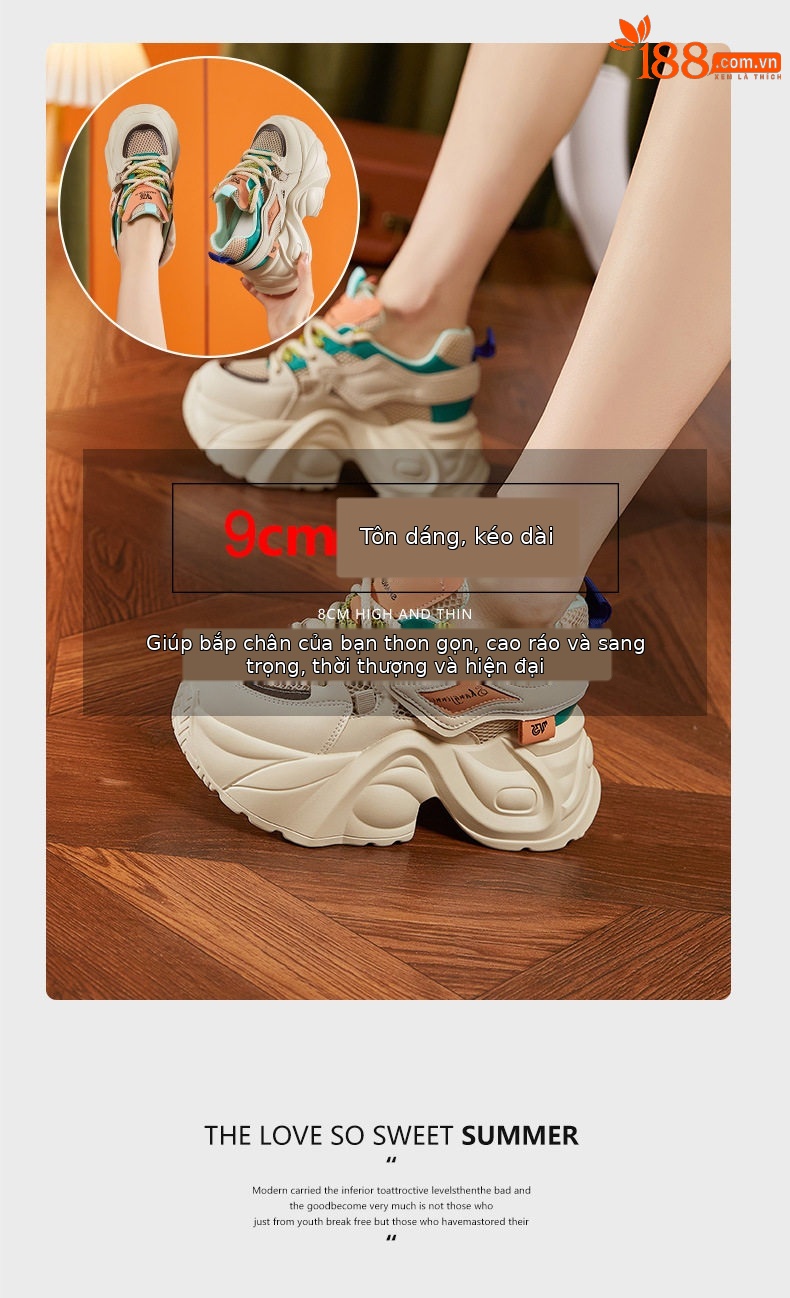Sandal cao gót nữ hở mũi đế xuồng PU thoáng khí gót siêu cao 8 cm — Vàng gạo, Cam, Trắng, Hồng chi tiết 9