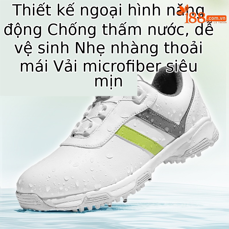 Giày golf trẻ em nữ PGM dây rút núm vặn chống nước chống trượt — XZ342-Trắng Xám Xanh Lá, XZ342-Trắng hồng xanh lam