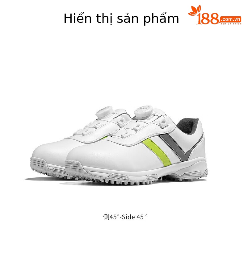 Giày golf trẻ em nữ PGM dây rút núm vặn chống nước chống trượt — XZ342-Trắng Xám Xanh Lá, XZ342-Trắng hồng xanh lam chi tiết 17