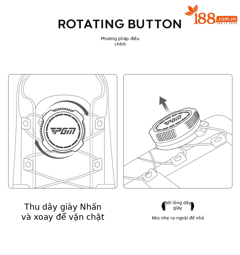 Giày golf nữ chống nước PGM đế núm chống trượt, thiết kế xoay nút dễ mang — XZ338 [không thấm nước/không đinh/khóa quay] trắng hồng chi tiết 6
