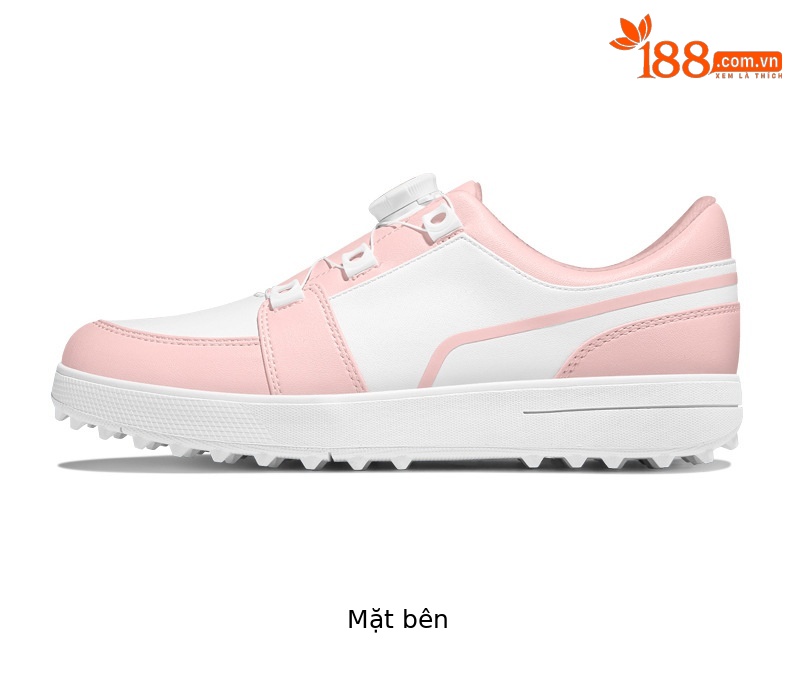 Giày golf nữ chống nước PGM đế núm chống trượt, thiết kế xoay nút dễ mang — XZ338 [không thấm nước/không đinh/khóa quay] trắng hồng chi tiết 13
