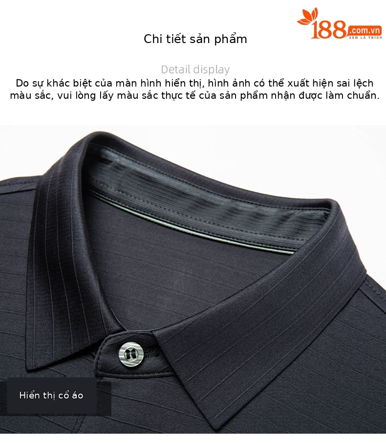 Áo polo nam ngắn tay chất liệu tơ tằm cao cấp chống nhăn — Xanh lá 3S82 chi tiết 14