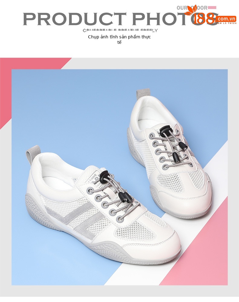 Giày lưới nữ đế bệt thoáng khí mới 2024 – giày sneaker mesh mềm mại — Xám 11055 mét, 11055 trắng xanh lá chi tiết 10