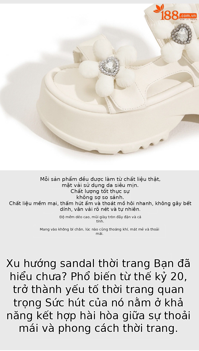 Dép sandal nữ đế dày platform phong cách thể thao mùa hè — Len sạch, Đen chi tiết 7