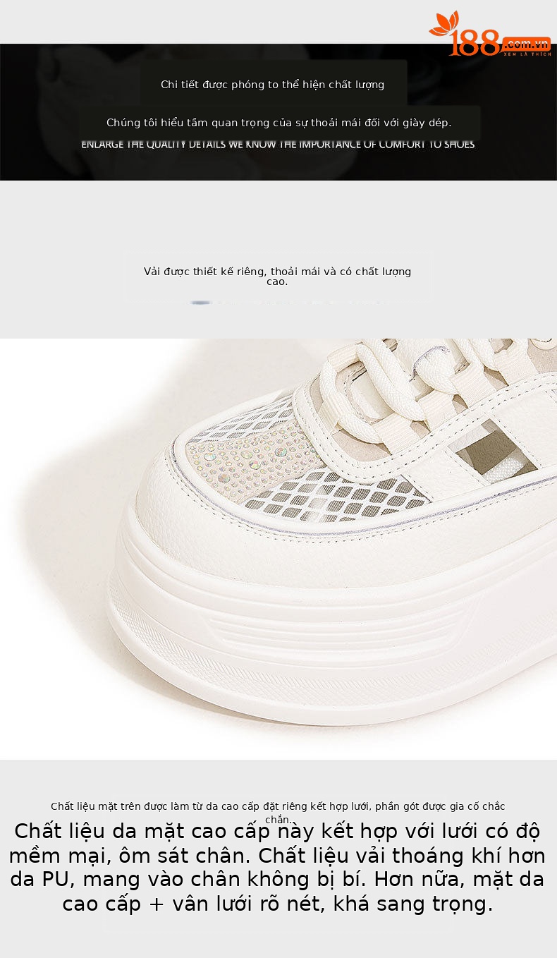 Giày sneaker nữ chunky đế dày platform phong cách mùa hè 2026 — Trắng, Trắng Tím chi tiết 6