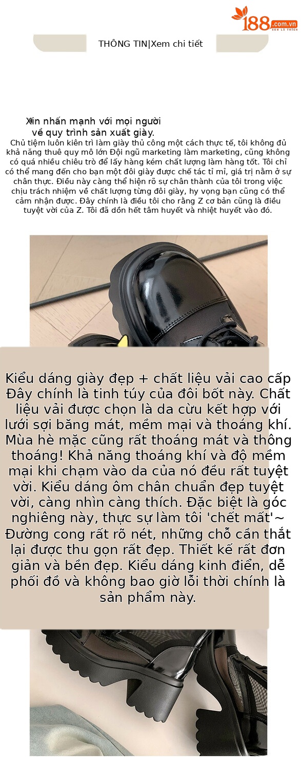 Boot Martin đục lỗ da thật đế dày thoáng khí mùa hè cho nữ — Màu đen, Màu trắng be chi tiết 8