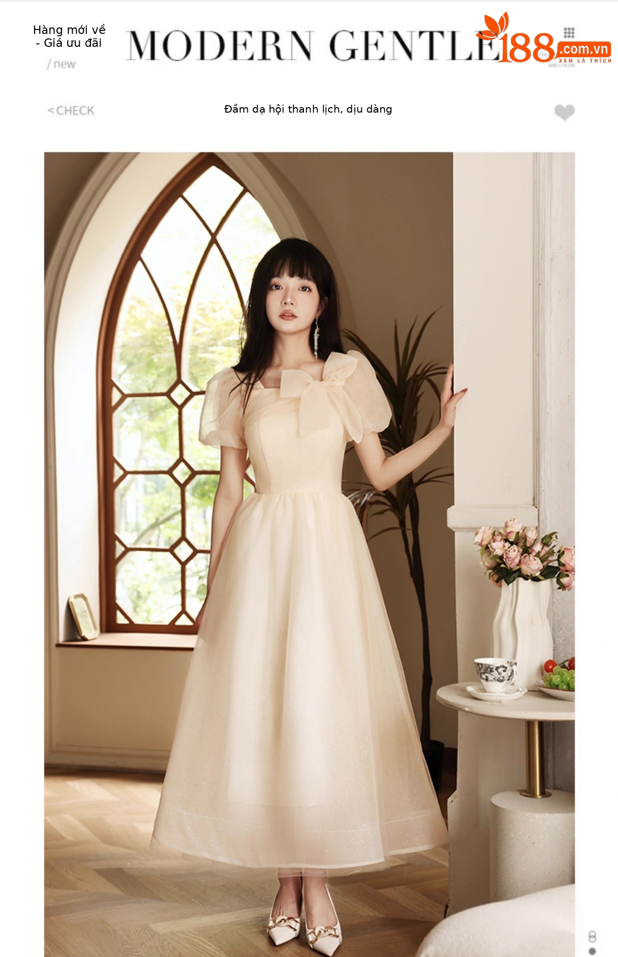 Đầm maxi nữ thắt eo kiểu Pháp, chất vải gạc nhẹ, phù hợp dự tiệc, lễ tốt nghiệp, lễ trưởng thành — Màu sâm panh, Màu trắng be, Màu xanh lam nhạt, Nhấp nháy nhẹ, hãy cẩn thận chi tiết 1