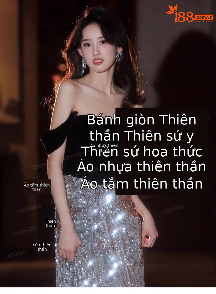 Đầm dạ hội nhung đen cổ chữ V ôm body đuôi cá dài — Màu đen chi tiết 21