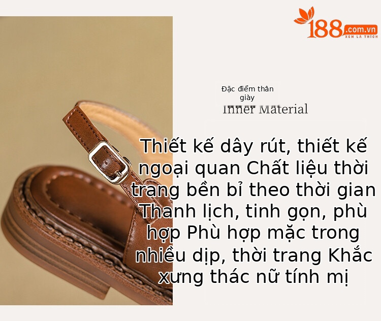 Sandal nữ xỏ ngón đế bệt da thật phong cách La Mã hở mũi quai hậu — Màu nâu, Màu đen, Màu trắng be chi tiết 11