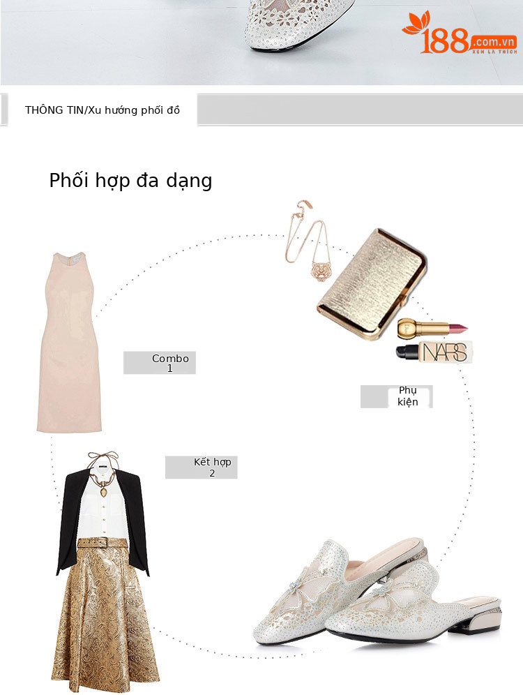 Dép lê bít mũi rỗng đế thấp đính đá thời trang cho nữ — Màu vàng chi tiết 14