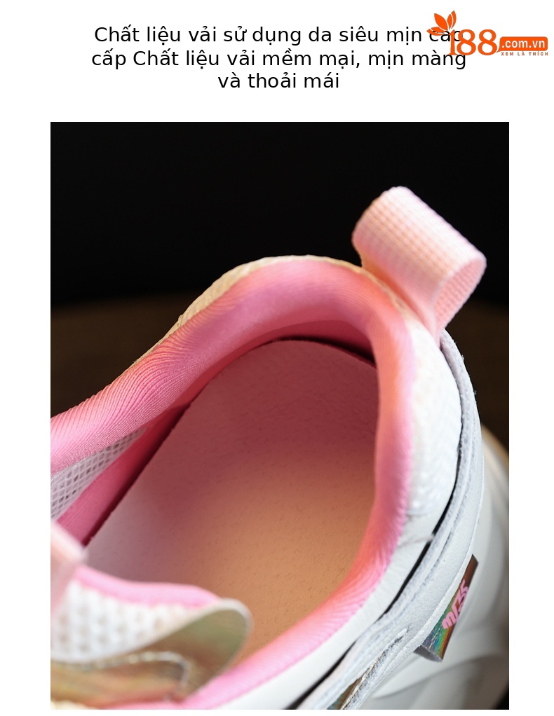Giày sneaker nữ đế dày tăng chiều cao lưới thoáng khí — Màu vàng trắng chi tiết 8