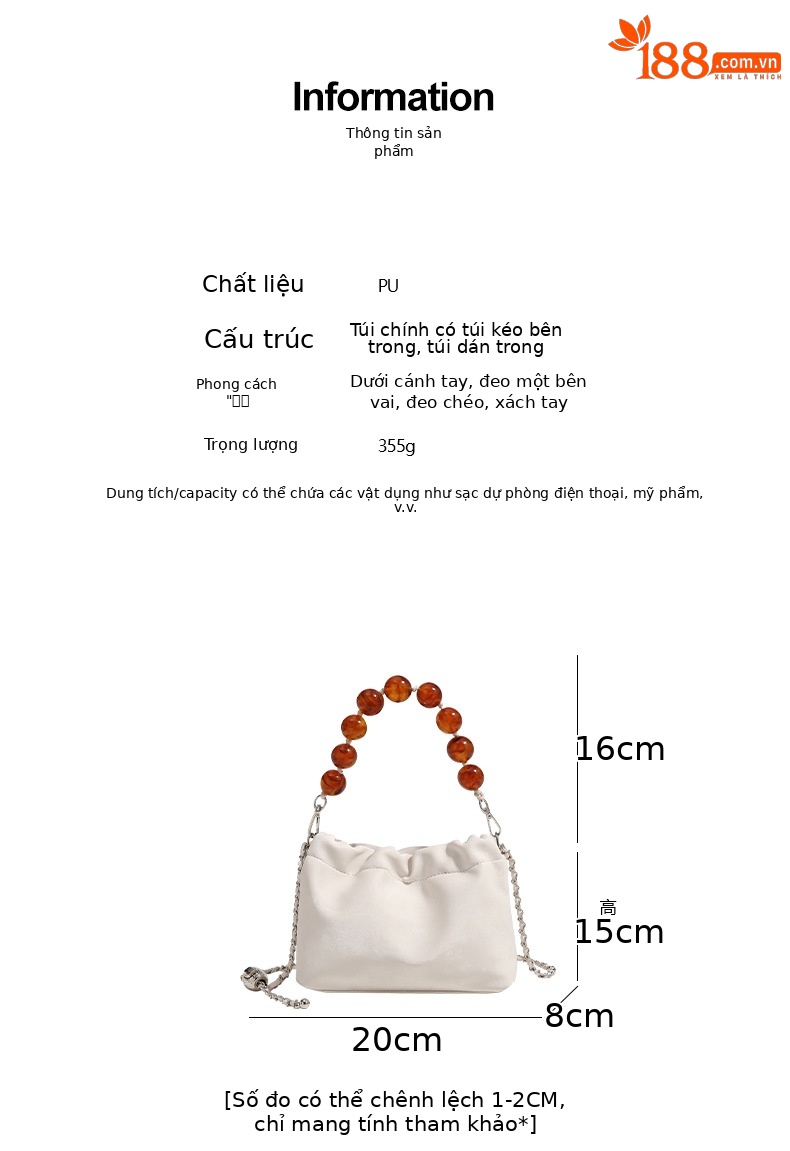 Túi đeo chéo nữ dây xích đính cườm kiểu mới, xếp ly mây, phong cách Trung Hoa hiện đại — Quầy màu trắng sữa chính hãng, Quầy chính hãng màu xám bạc, Mint Mambo Green Counter chính hãng chi tiết 5
