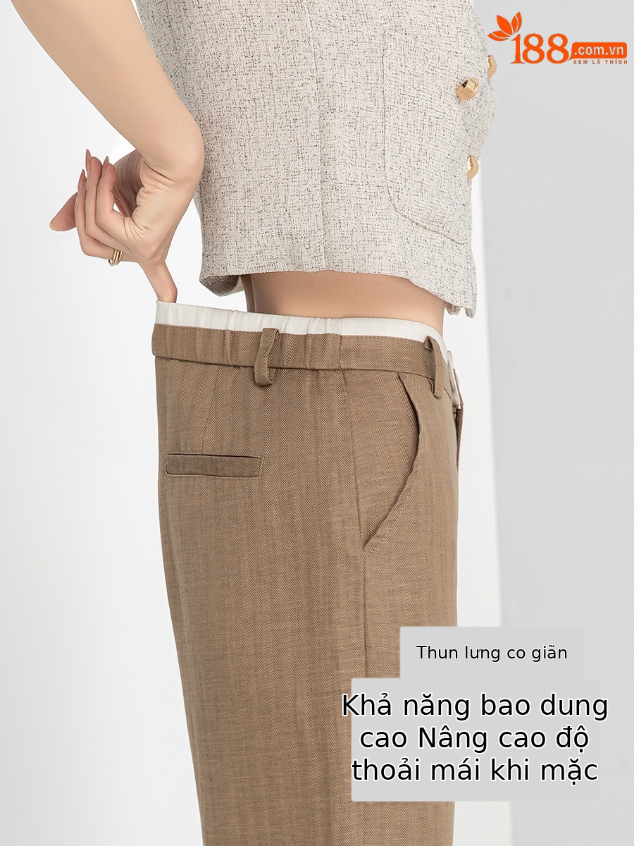 Quần harem nữ ống rộng vải lanh Tencel mỏng mùa hè, tôn dáng, chín tấc — Hoa Anh Đào