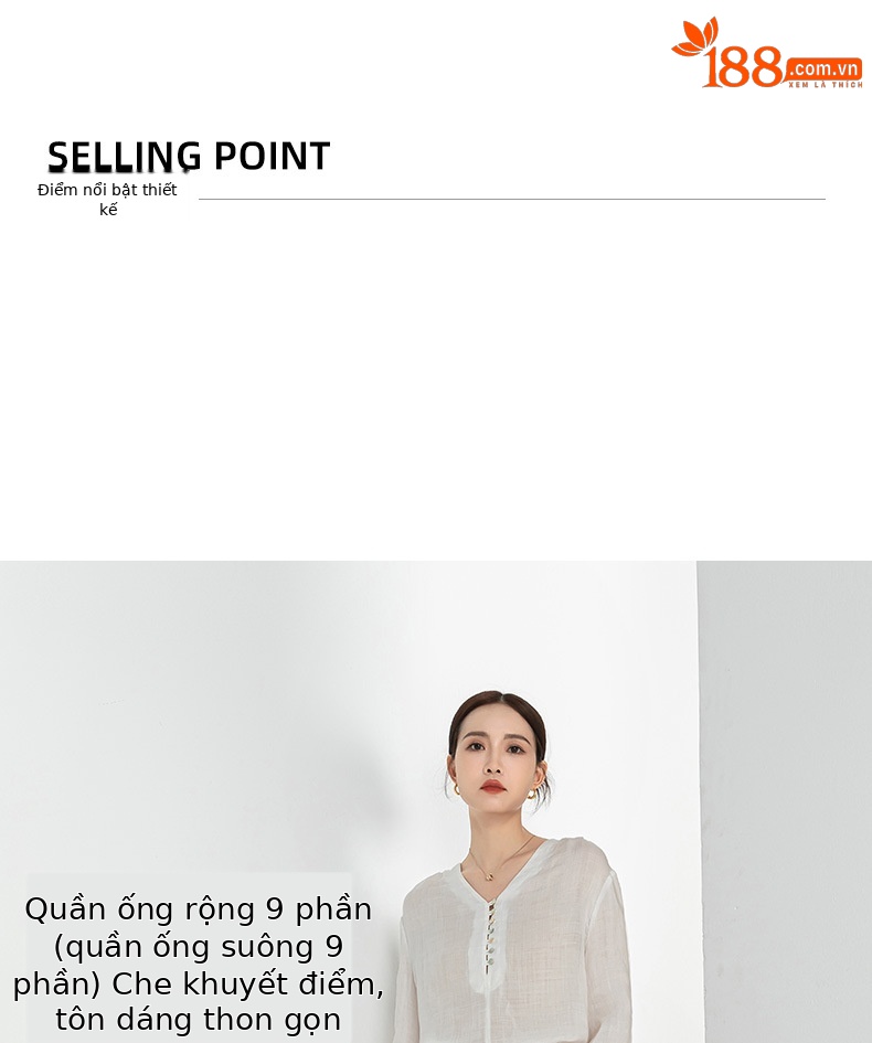 Quần harem nữ ống rộng vải lanh Tencel mỏng mùa hè, tôn dáng, chín tấc — Hoa Anh Đào chi tiết 7