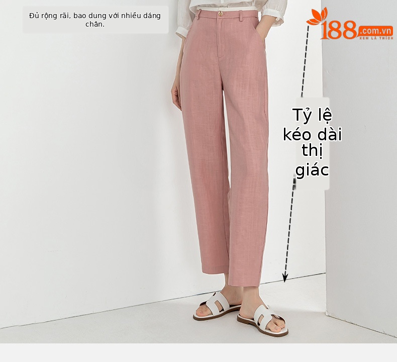 Quần harem nữ ống rộng vải lanh Tencel mỏng mùa hè, tôn dáng, chín tấc — Hoa Anh Đào chi tiết 8