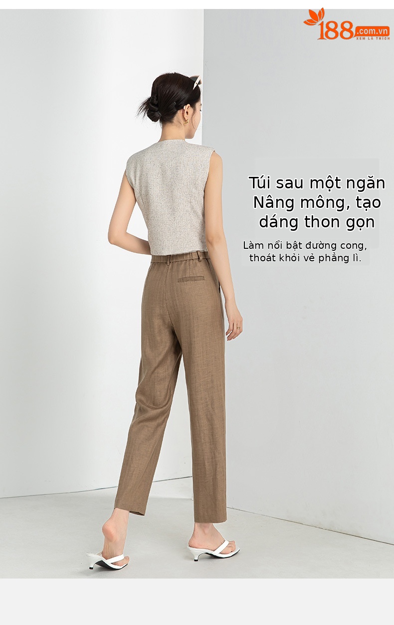 Quần harem nữ ống rộng vải lanh Tencel mỏng mùa hè, tôn dáng, chín tấc — Hoa Anh Đào chi tiết 10