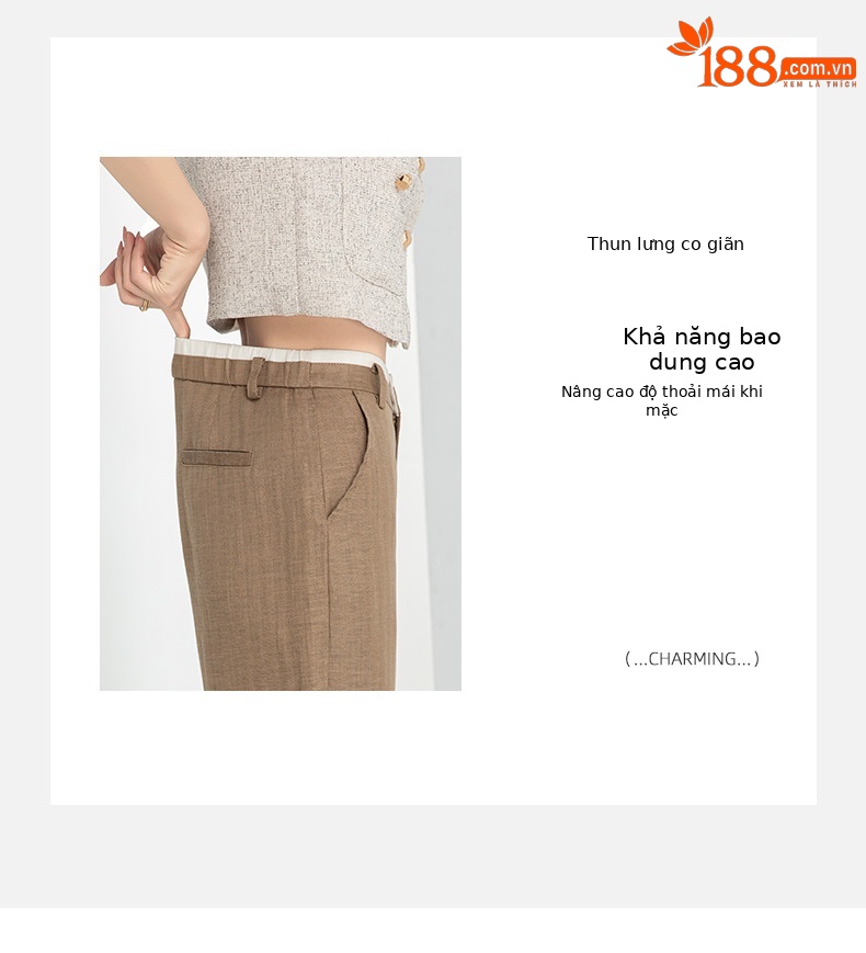 Quần harem nữ ống rộng vải lanh Tencel mỏng mùa hè, tôn dáng, chín tấc — Hoa Anh Đào chi tiết 11