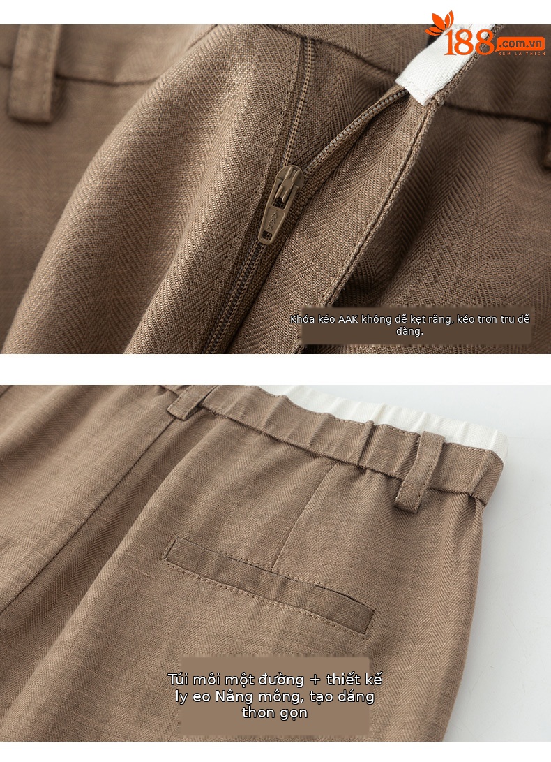 Quần harem nữ ống rộng vải lanh Tencel mỏng mùa hè, tôn dáng, chín tấc — Hoa Anh Đào chi tiết 16