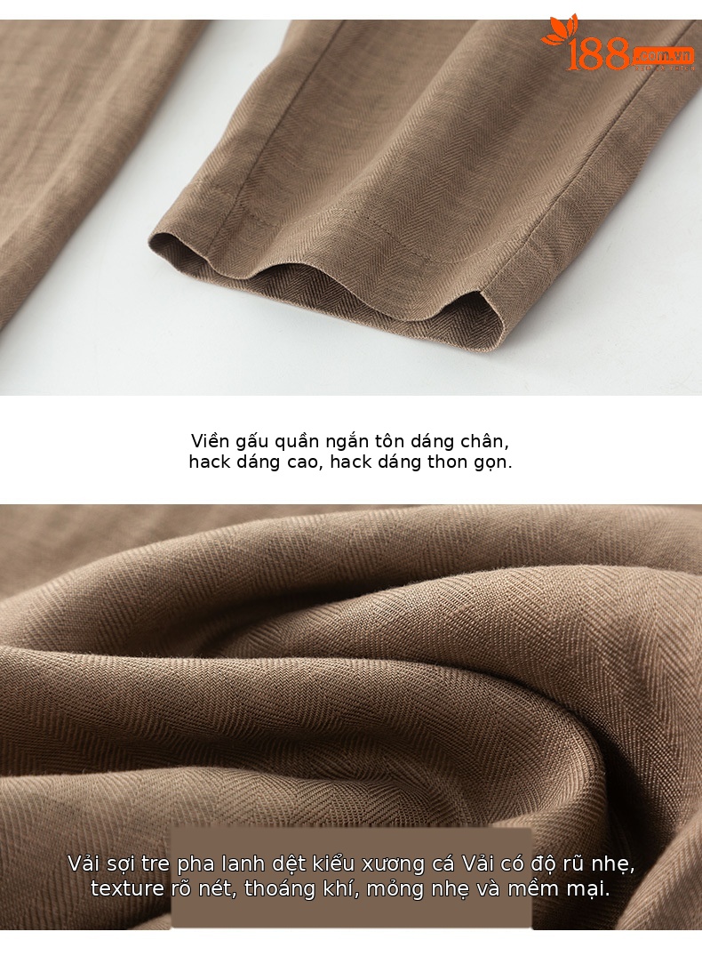 Quần harem nữ ống rộng vải lanh Tencel mỏng mùa hè, tôn dáng, chín tấc — Hoa Anh Đào chi tiết 17
