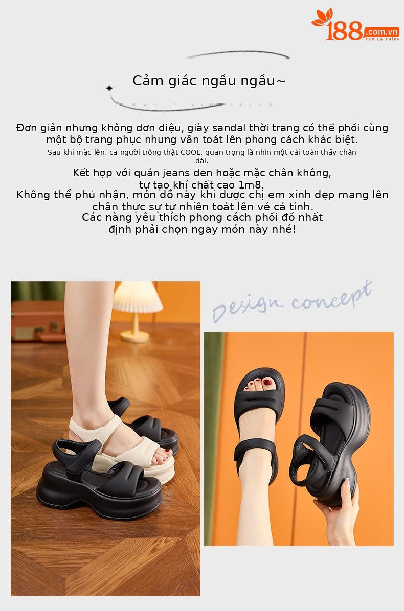 Dép sandal thể thao nữ quai chữ V đế PU êm ái — Len tinh khiết, Đen chi tiết 4