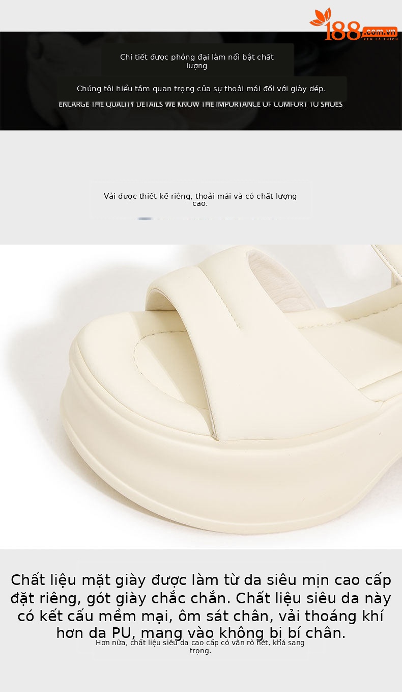 Dép sandal thể thao nữ quai chữ V đế PU êm ái — Len tinh khiết, Đen chi tiết 6