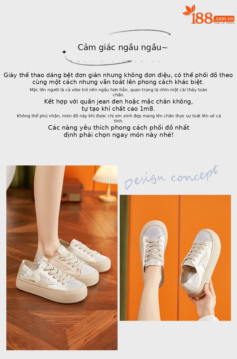 Giày sneaker nữ chunky đế dày phong cách thể thao mùa hè — Gạo trắng, Hồng chi tiết 4