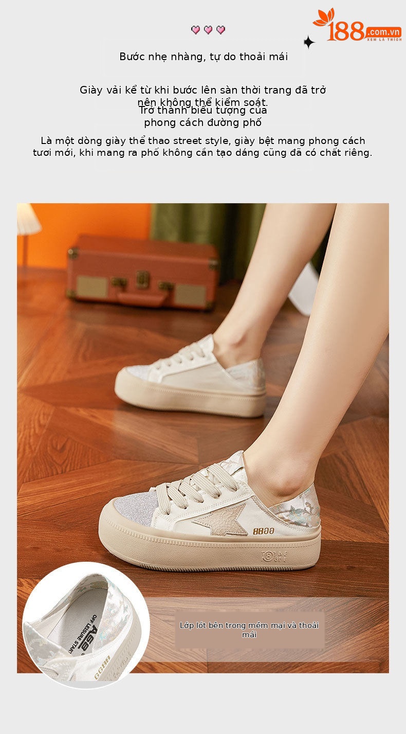 Giày sneaker nữ chunky đế dày phong cách thể thao mùa hè — Gạo trắng, Hồng chi tiết 5