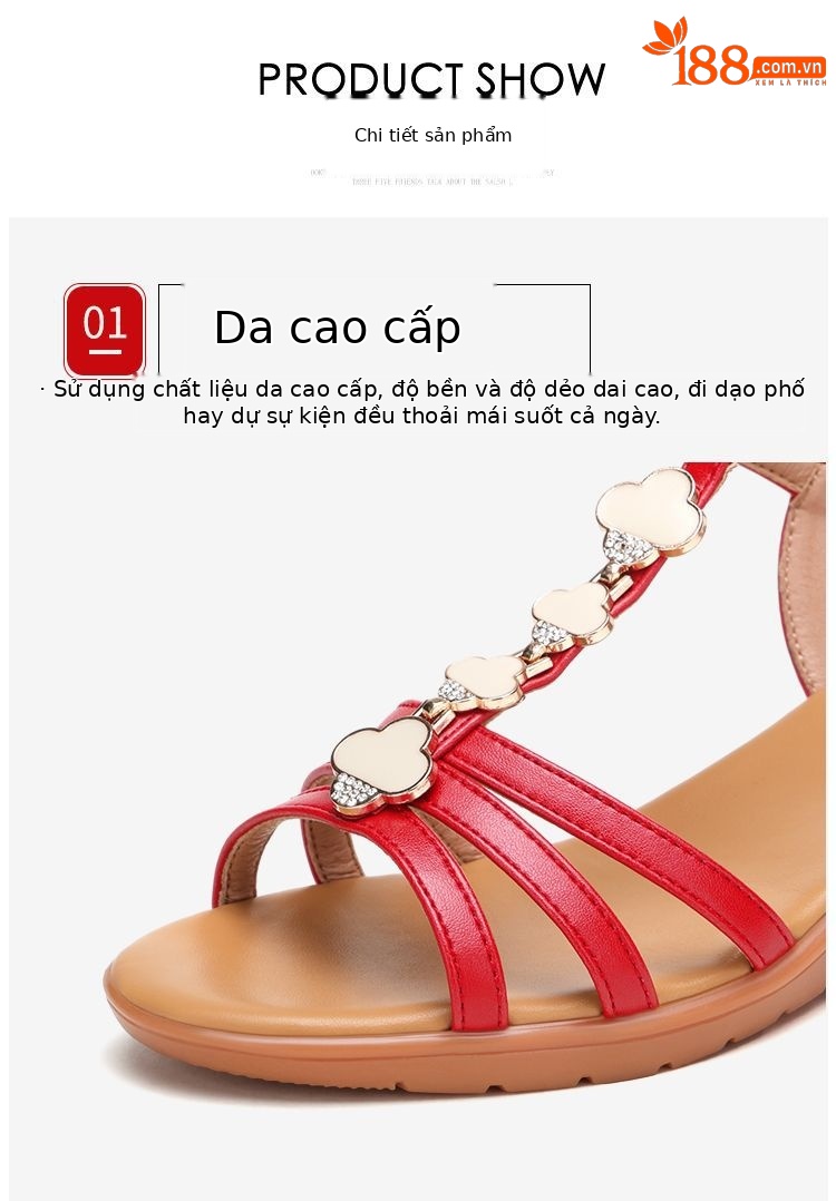 Sandal cao gót nữ quai ngang mũi hở gót xuồng 5 cm đế mềm chống trượt — Đen 5cm, Đỏ 5cm, Màu mơ 5cm, Màu trắng 5cm chi tiết 7