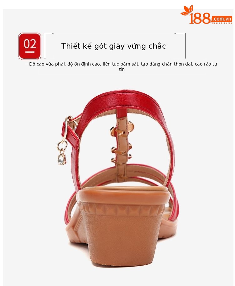 Sandal cao gót nữ quai ngang mũi hở gót xuồng 5 cm đế mềm chống trượt — Đen 5cm, Đỏ 5cm, Màu mơ 5cm, Màu trắng 5cm chi tiết 8