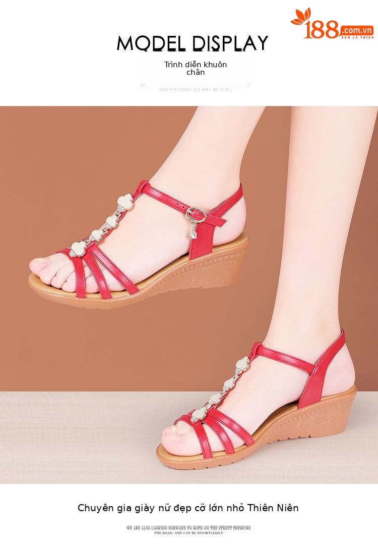 Sandal cao gót nữ quai ngang mũi hở gót xuồng 5 cm đế mềm chống trượt — Đen 5cm, Đỏ 5cm, Màu mơ 5cm, Màu trắng 5cm chi tiết 11