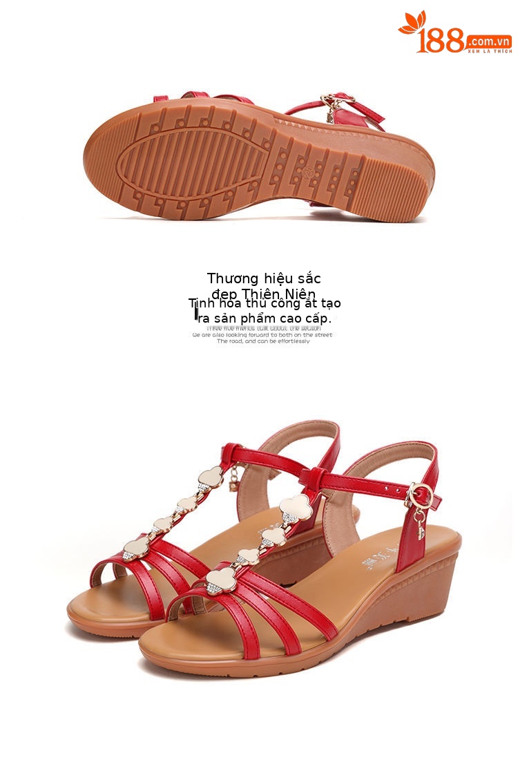 Sandal cao gót nữ quai ngang mũi hở gót xuồng 5 cm đế mềm chống trượt — Đen 5cm, Đỏ 5cm, Màu mơ 5cm, Màu trắng 5cm chi tiết 18