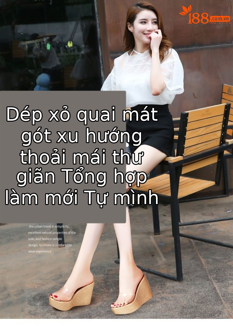 Dép sandal nữ quai chữ V đế xuồng dày trong suốt hở mũi gót 8 cm — Màu vàng, Màu vàng 8cm chi tiết 1