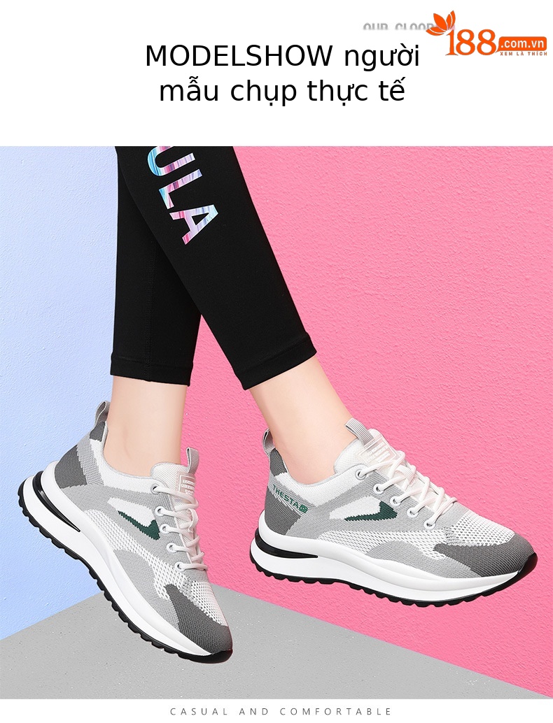 Giày thể thao nữ đế bằng lưới thoáng khí nhẹ êm chạy bộ mùa hè — DH 26002 Màu mơ, JST 11163-1 trắng xám thoáng khí, DH 26002 màu xám, JST 11163 Trắng xám chi tiết 9