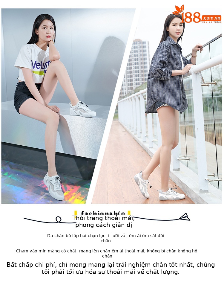 Giày sneaker nữ da thật đế mềm lưới thoáng khí dáng thể thao nhẹ xuân hè 2024 — Xám be 58231 LJ, Màu đen 58231 LJ, Màu hồng 58219 LJ, DH 58278-1 gót trắng cao 3cm mẫu thoáng khí mùa hè chi tiết 4