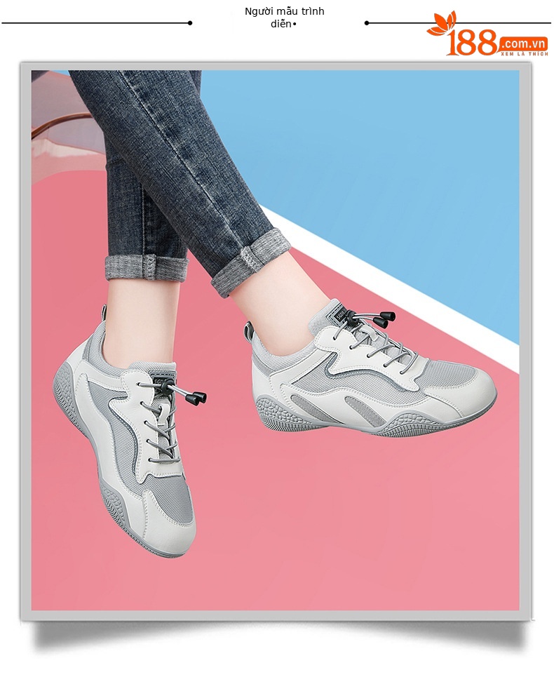 Giày sneaker nữ da thật đế mềm lưới thoáng khí dáng thể thao nhẹ xuân hè 2024 — Xám be 58231 LJ, Màu đen 58231 LJ, Màu hồng 58219 LJ, DH 58278-1 gót trắng cao 3cm mẫu thoáng khí mùa hè chi tiết 11