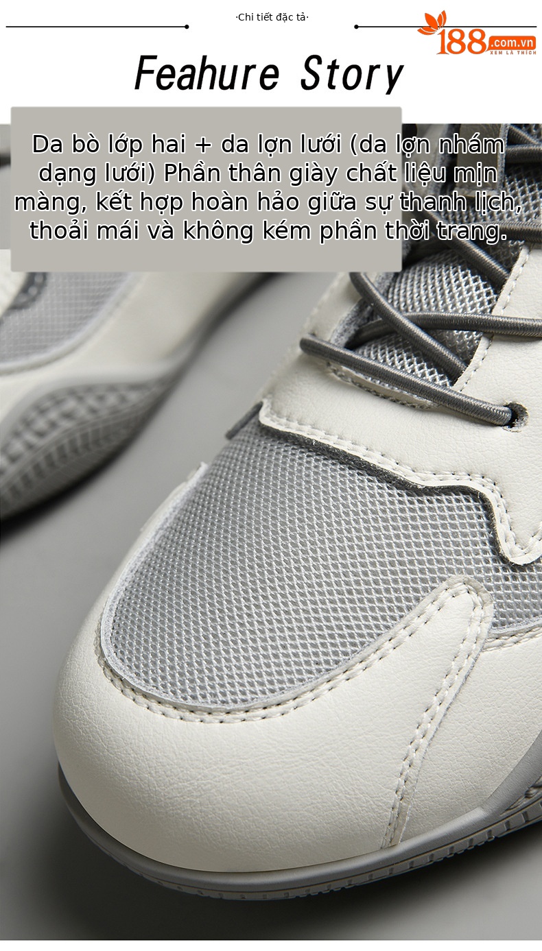 Giày sneaker nữ da thật đế mềm lưới thoáng khí dáng thể thao nhẹ xuân hè 2024 — Xám be 58231 LJ, Màu đen 58231 LJ, Màu hồng 58219 LJ, DH 58278-1 gót trắng cao 3cm mẫu thoáng khí mùa hè chi tiết 20
