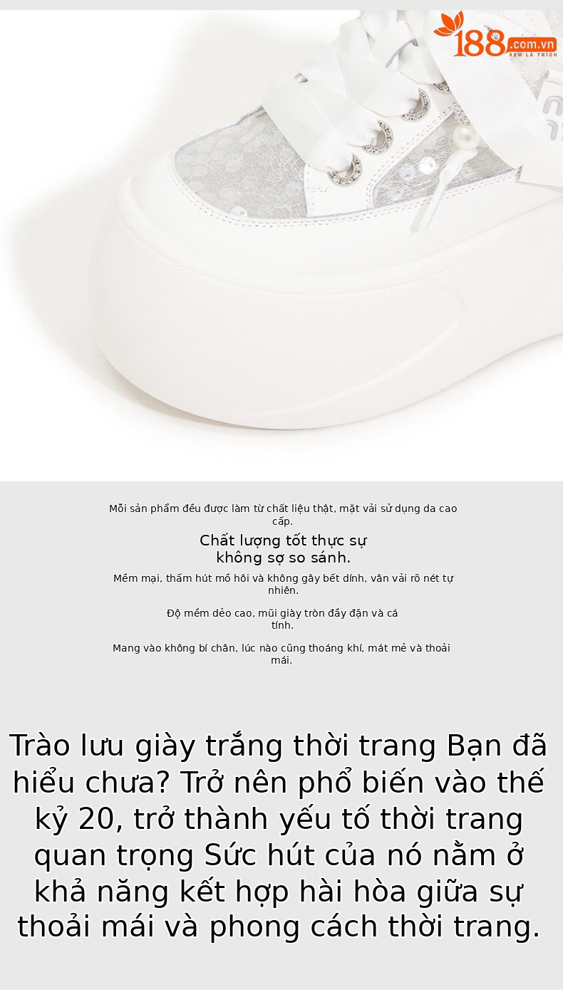 Giày sneaker nữ chunky đế dày trắng platform hở lưng — Hồng vàng, Trắng chi tiết 7