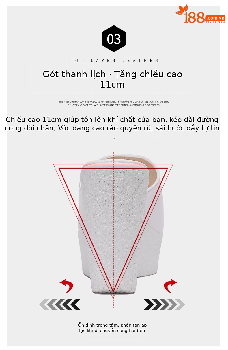 Dép sandal nữ đế xuồng da thật gót 11cm siêu cao đế dày chống thấm — Màu Trắng be 30217 7cm, 30118 đen 8cm, Màu Trắng 30118 8cm, Màu đen 11cm chi tiết 7