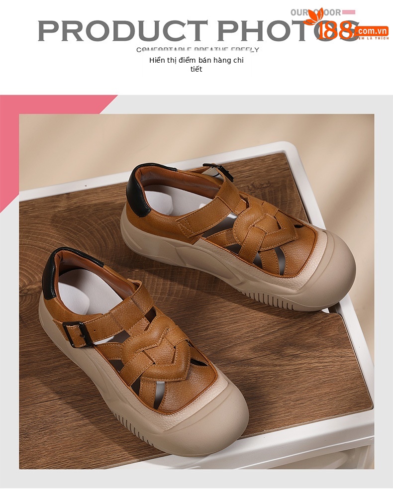 Giày sneaker nữ đế dày da thật thoáng khí mùa hè 2024 — Màu be 1959, Màu vàng 1959 chi tiết 5