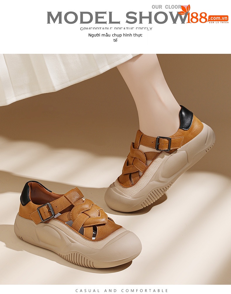 Giày sneaker nữ đế dày da thật thoáng khí mùa hè 2024 — Màu be 1959, Màu vàng 1959 chi tiết 6
